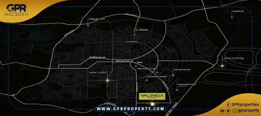موقع كمبوند فالنسيا فالي القاهرة الجديدة Valencia Valley New Cairo
