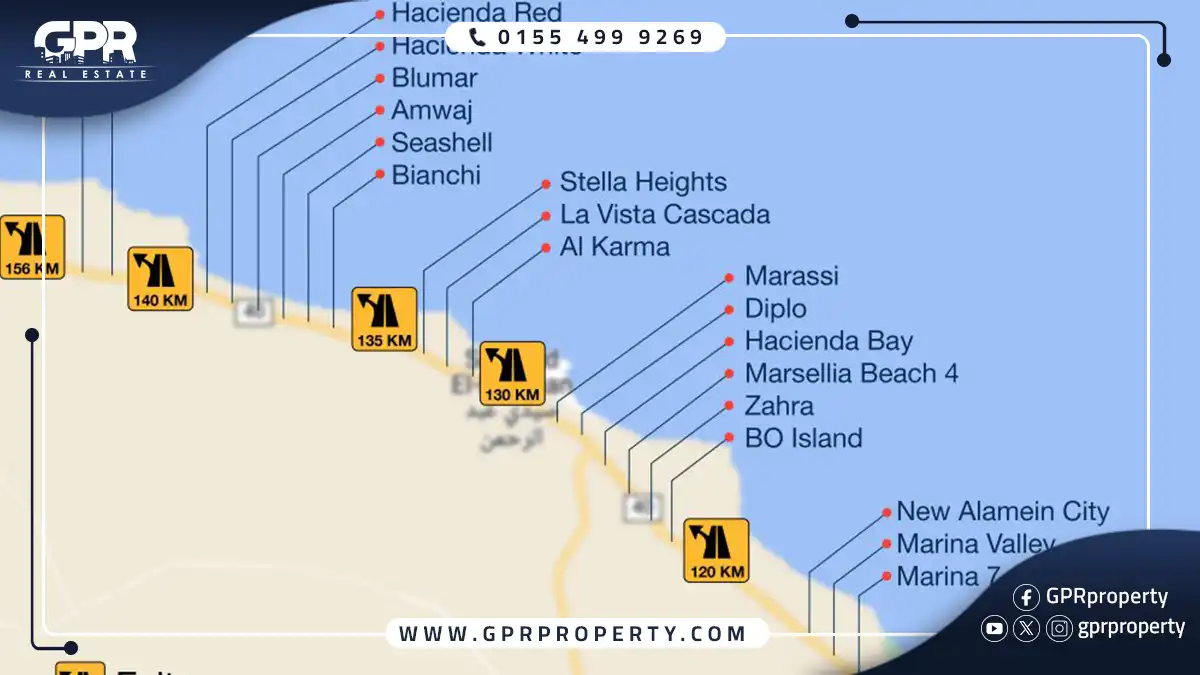location of Amwaj Village North Coast